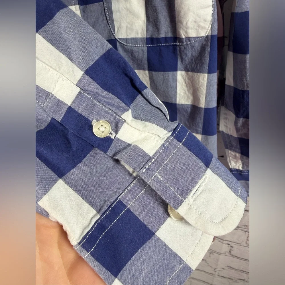 Boden EUC Blue and White Checkered Button-Down Shirt